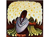 Diego Rivera Canvas Paintings - The Flower Seller